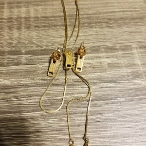 Zipper slide necklace & earrings